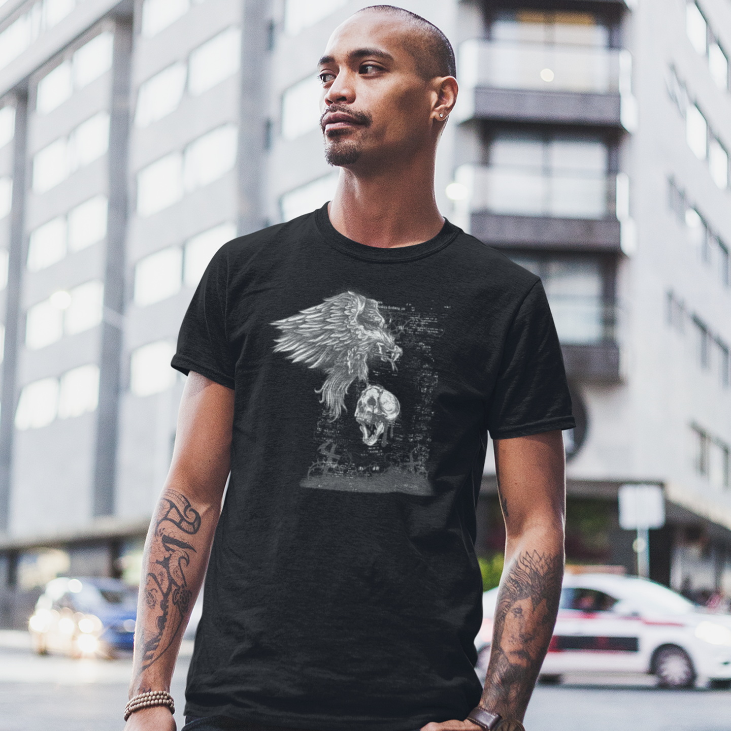 bird of prey and skull unisex classic tee