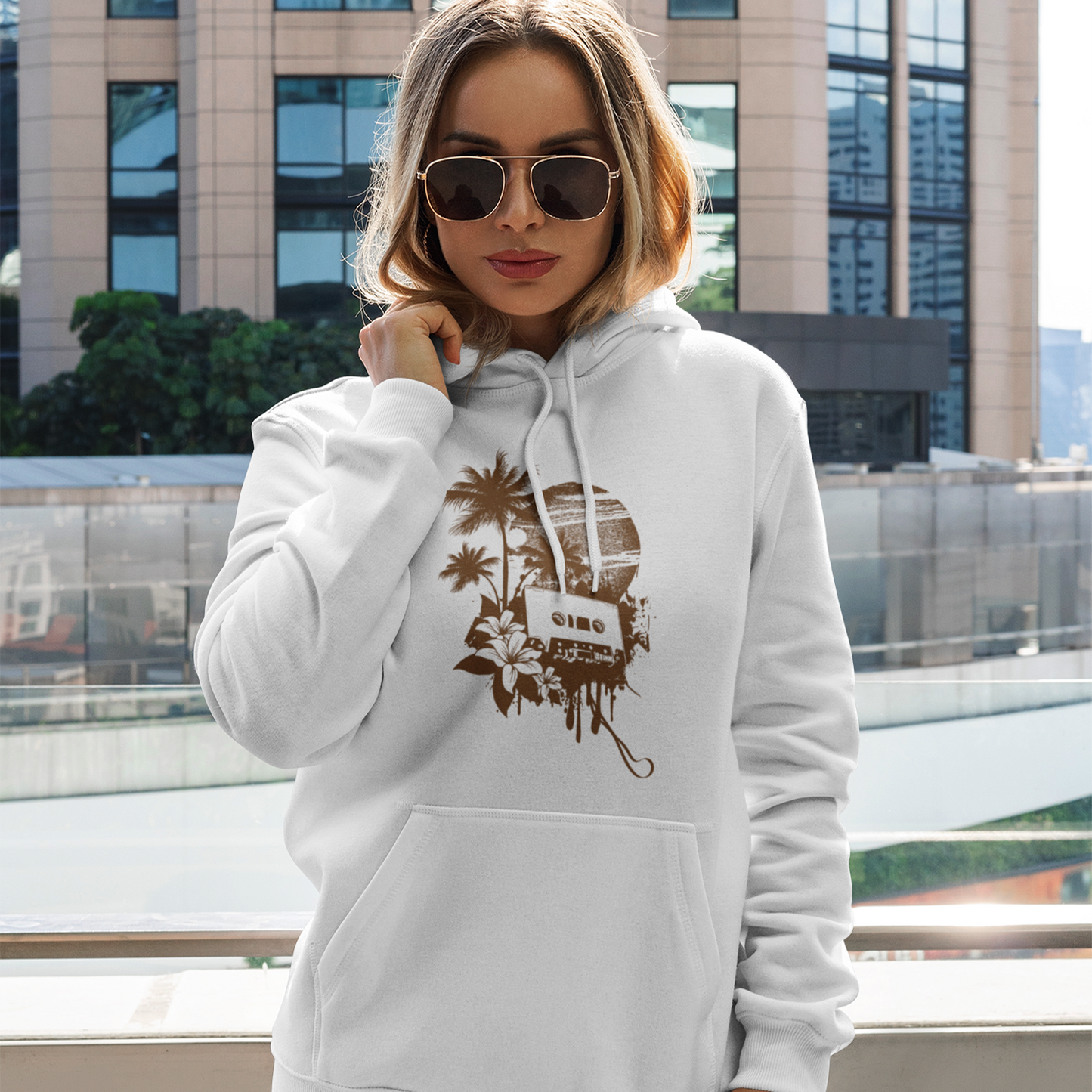 retro vibes: tropical memories unisex hoodie