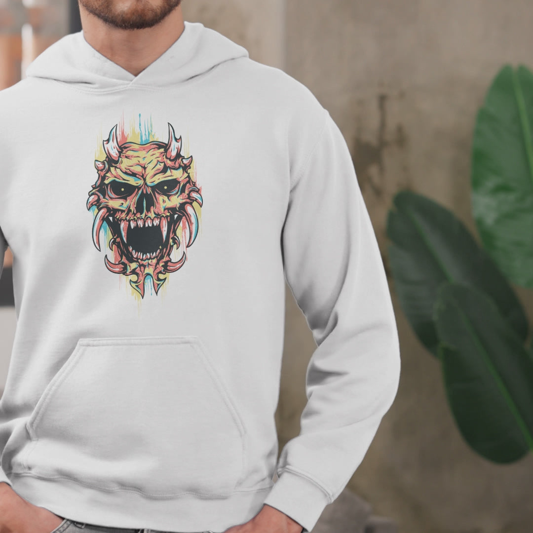 Monster Skull Black Hoodie featuring a bold and intricate skull graphic design, perfect for a fearless and edgy style statement.