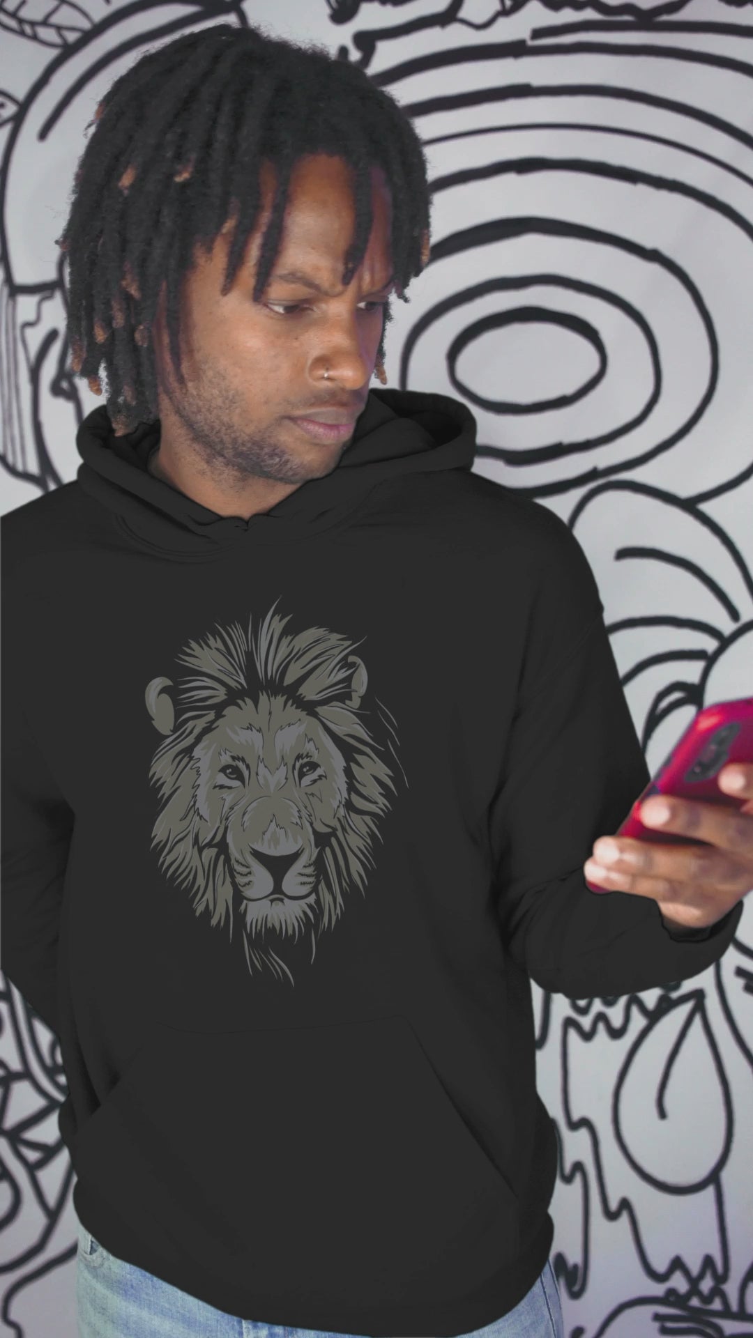 Lion Tamer Hoodie featuring a powerful lion head and tiger design, symbolizing strength and courage, perfect for those who embrace bold, untamed style.