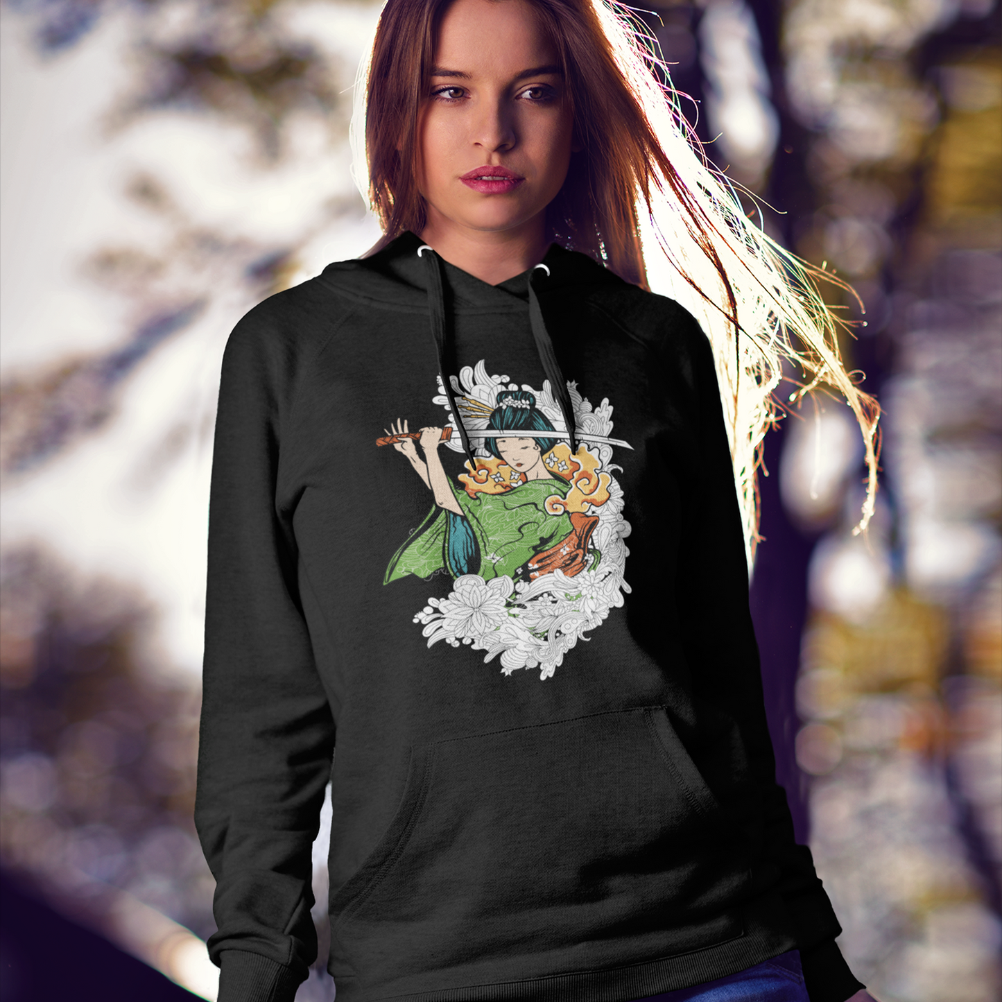 katana girl art men's hoodie featuring a fierce katana-wielding girl design, with intricate details and bold contrasts, perfect for those who appreciate strength and style.