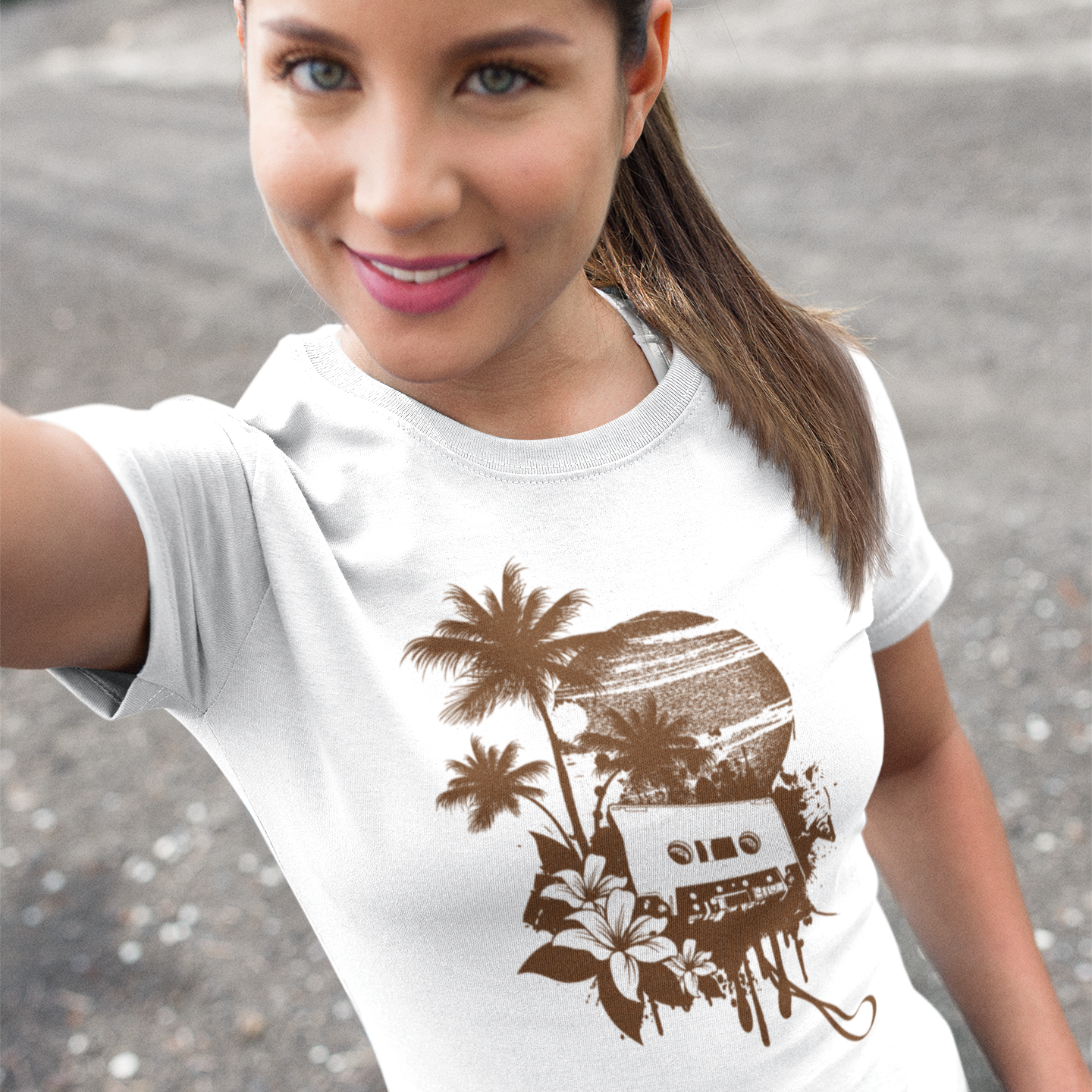 retro vibes: tropical memories cassette tape lover t-shirt