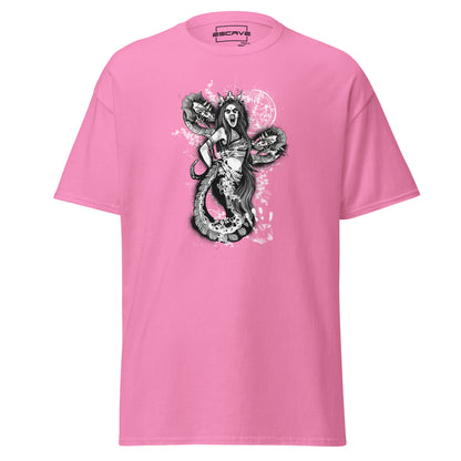 The Greek Mythology Medusa Snake Hair T-Shirt features the legendary Medusa with intricate snake-like hair, symbolizing power and transformation. This bold design blends ancient myth with modern style, perfect for those who dare to stand out.