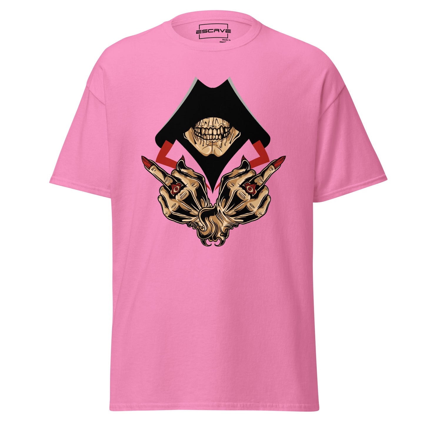 unisex t-shirt featuring a detailed illustration of a fearsome samurai in a kimono with a scary evil theme, crafted from 100% cotton for comfort and durability.