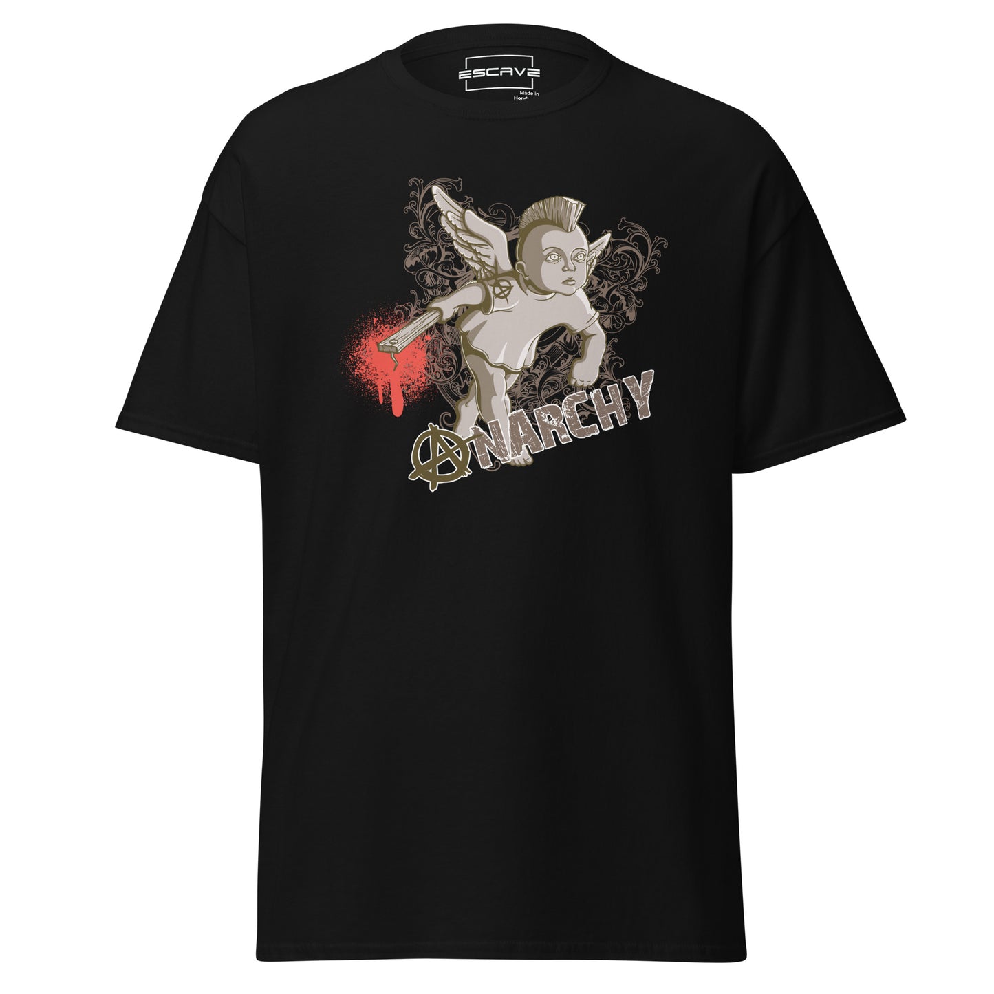 t-shirt featuring a unique design of a baby angel with rebellious details, blending innocence and defiance to symbolize individuality and freedom.