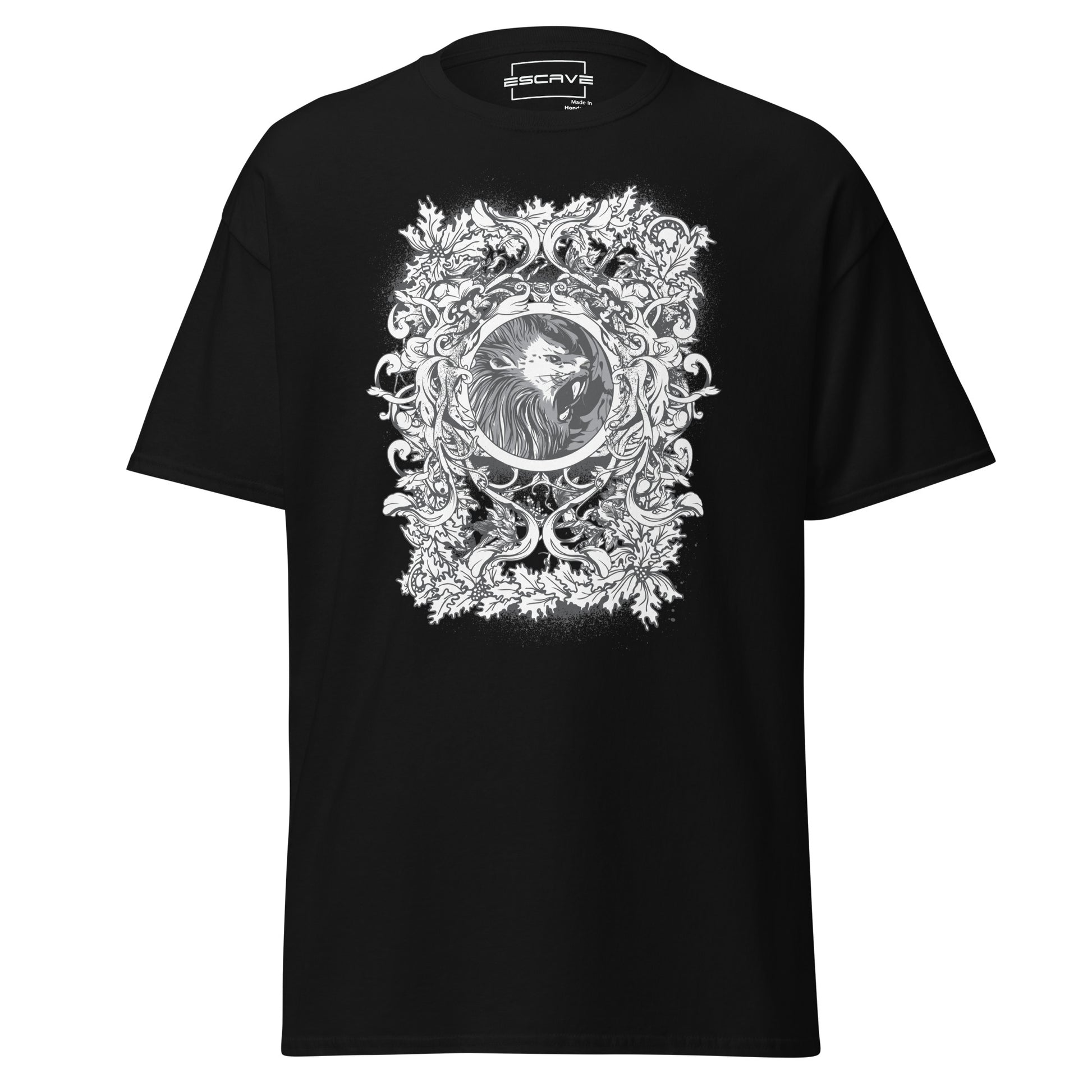 Unisex T-shirt featuring the Lionheart Emblem design with a gothic mystical beast theme, crafted from 100% cotton for comfort and durability.