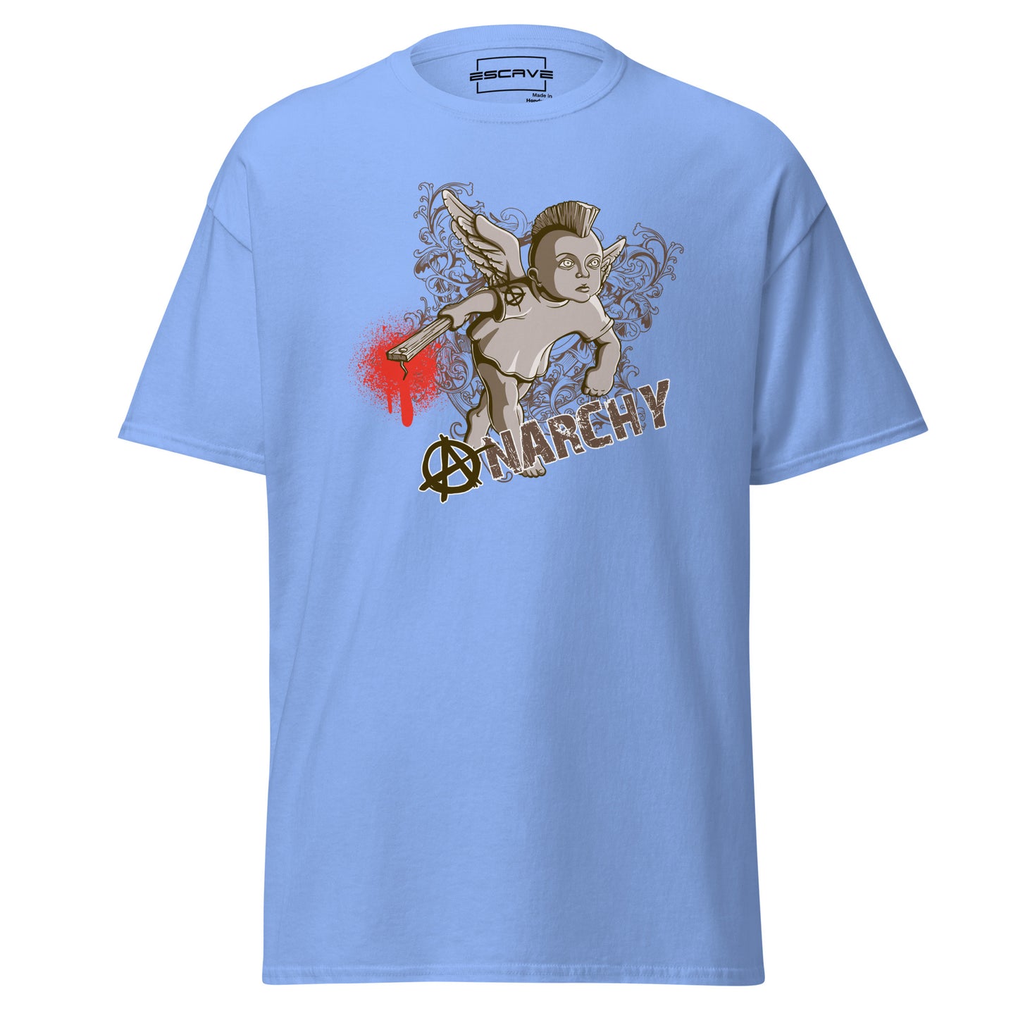 t-shirt featuring a unique design of a baby angel with rebellious details, blending innocence and defiance to symbolize individuality and freedom.