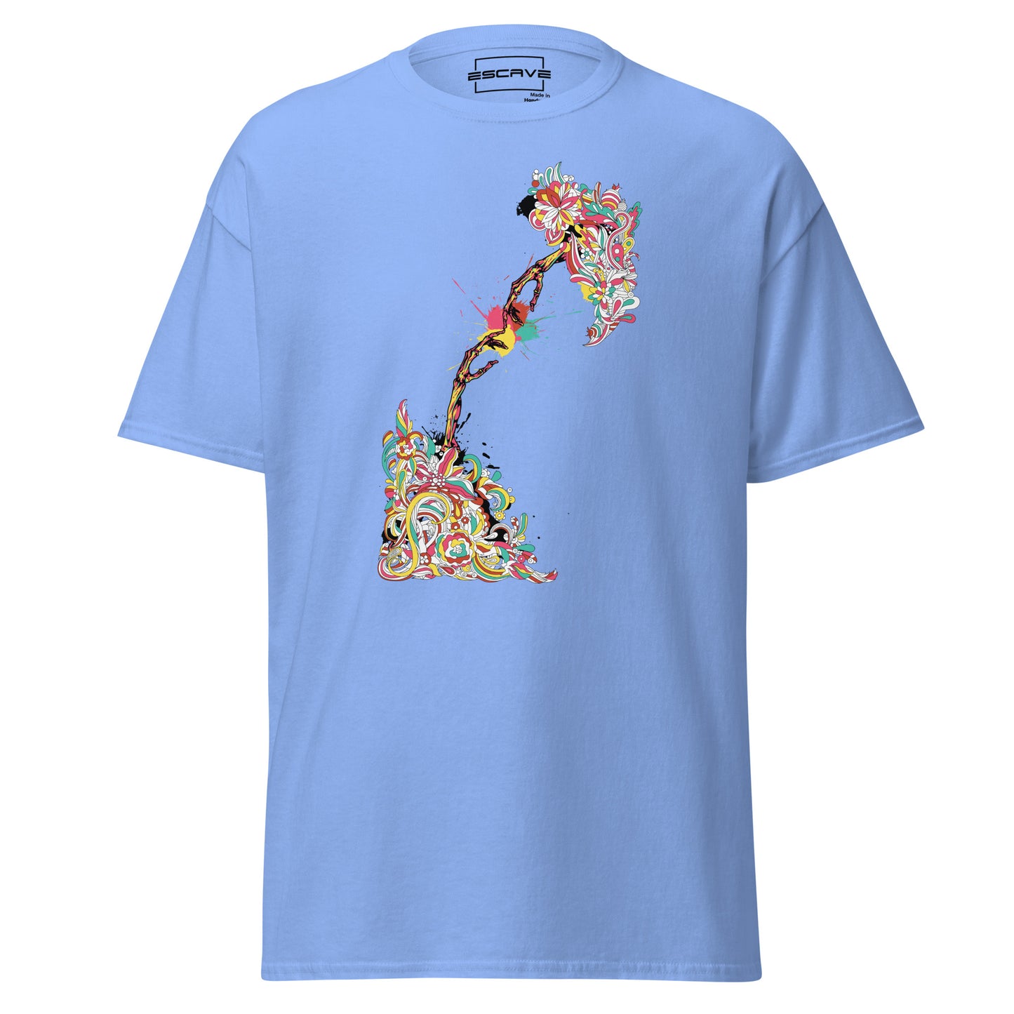 unisex classic t-shirt featuring a vibrant floral design, crafted from 100% cotton for a soft, comfortable fit.