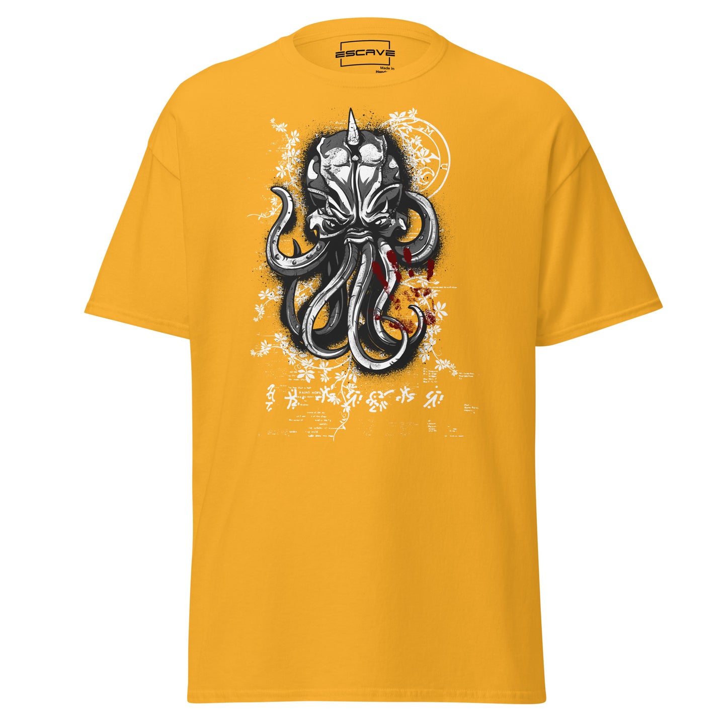 evil octopus mask tentacle terror t-shirt featuring a sinister octopus with a mysterious mask and coiled tentacles, symbolizing nautical folklore and dark, bold aesthetics.