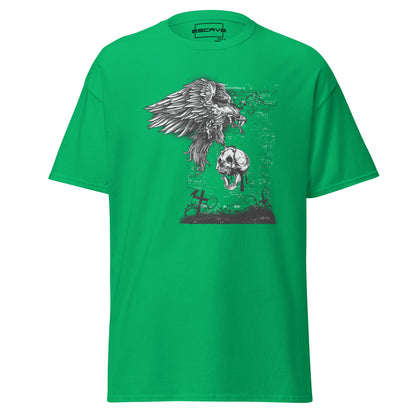 T-shirt featuring a powerful design of a soaring bird of prey above a detailed skull, symbolizing strength, freedom, and resilience.