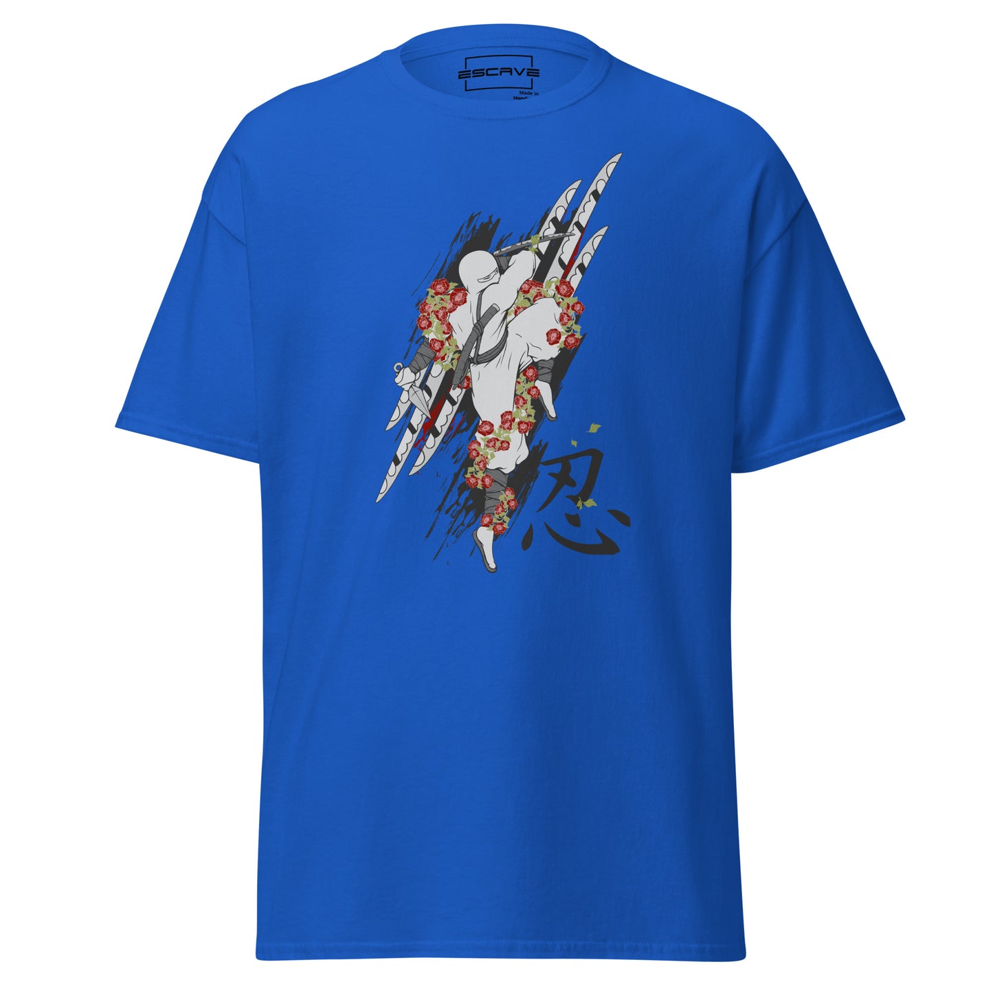 the rose blade belt japanese ninja martial art lover t-shirt features a striking blend of a delicate rose and a sharp ninja blade, symbolizing the balance of beauty, strength, and precision in martial arts.