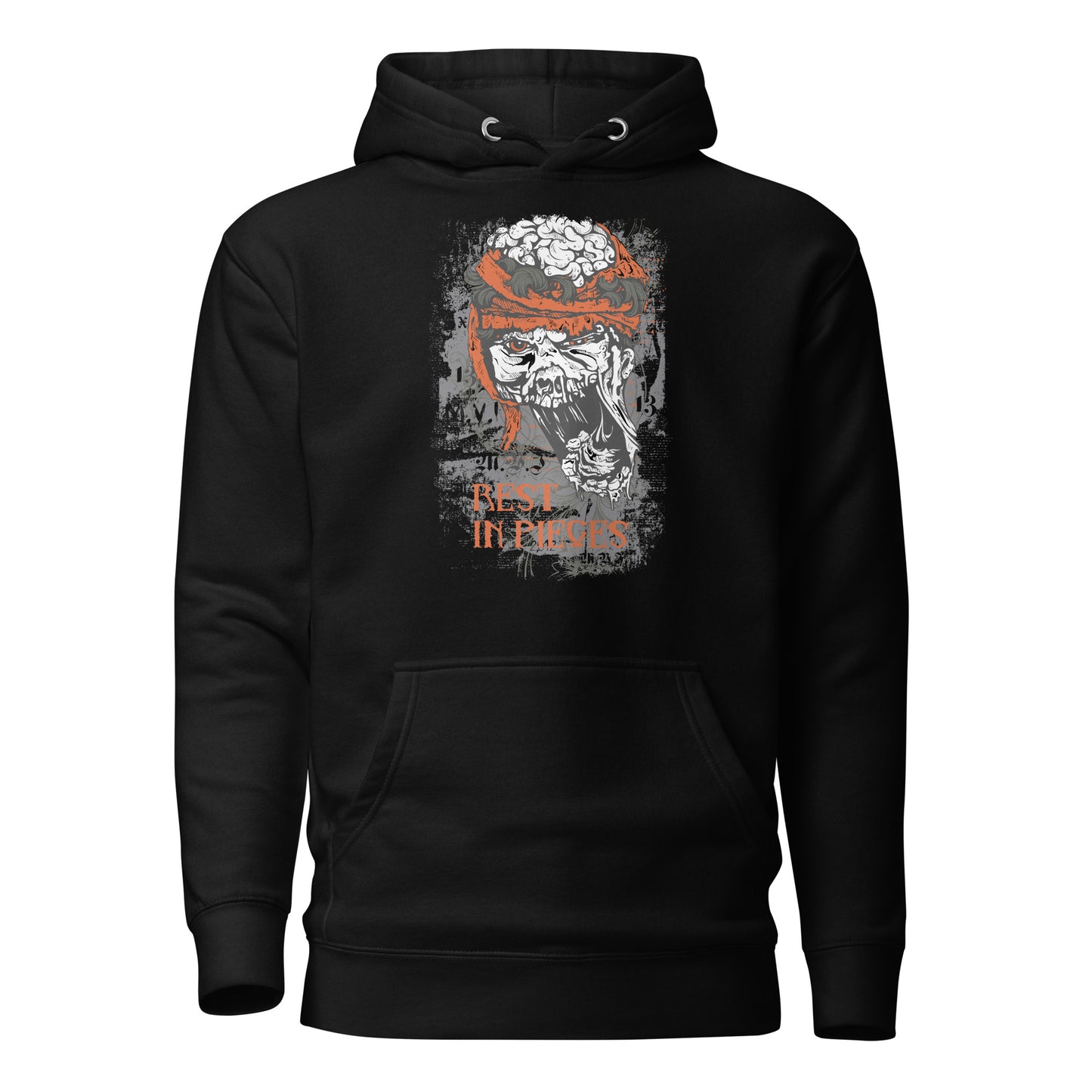 rest in pieces unisex hoodie featuring a bold fractured design, blending mystery and style for a unique and captivating look.