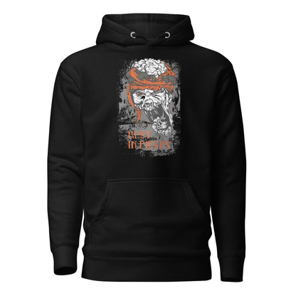 Rest In Pieces unisex hoodie featuring a bold fractured design, blending mystery and style for a unique and captivating look.