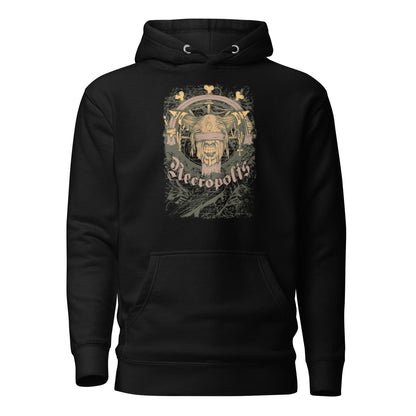 Blindfolded Guardian Unisex Hoodie featuring a bold graphic of a blindfolded figure, symbolizing courage, strength, and silent protection with dark, evocative tones and intricate details.