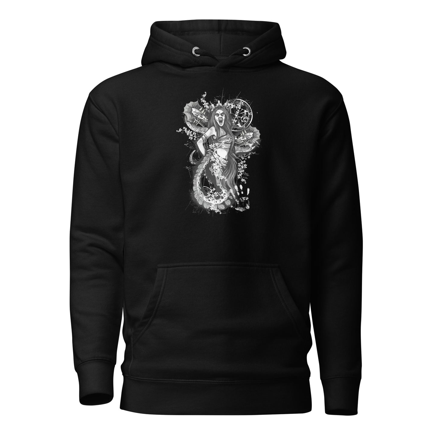 medusa gothic serpentine sovereign hoodie featuring an intricate design of medusa crowned with serpents, blending gothic elegance and mythical power, crafted for comfort and bold style.