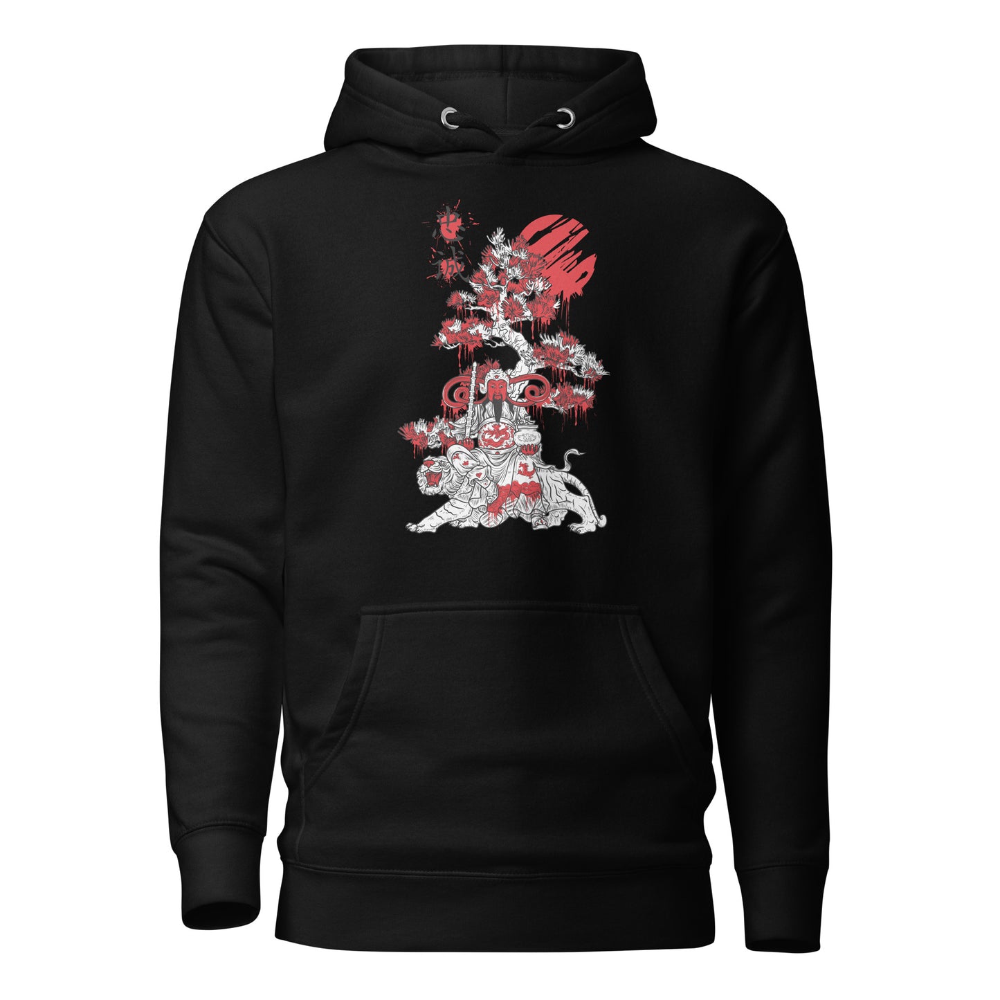 zhao gongming chinese god of wealth pullover hoodie featuring a vibrant design of prosperity symbols, perfect for casual wear and cultural expression.