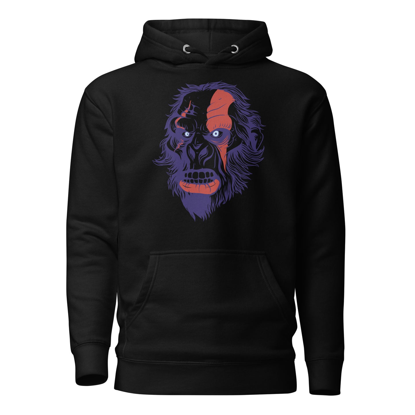 primitive neanderthal head unisex hoodie featuring a bold, detailed graphic of a neanderthal's head, symbolizing strength and resilience, crafted for comfort and style with a cozy fleece lining.