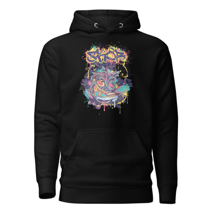 Broken Skateboard Street Art Pullover Hoodie featuring a bold, graffiti-inspired design of a shattered skateboard, blending urban creativity and skate culture with comfort and style.