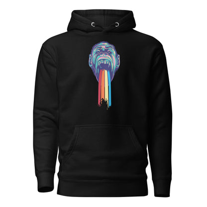 A vibrant Rainbow Fountain Pop Art Style T-Shirt Hoodie featuring a bold and dynamic graphic of a rainbow fountain bursting with colors. This lightweight hoodie blends pop art flair with casual comfort, offering a breathable fabric, adjustable hood, and functional front pocket. Perfect for making a bold style statement and celebrating creativity.