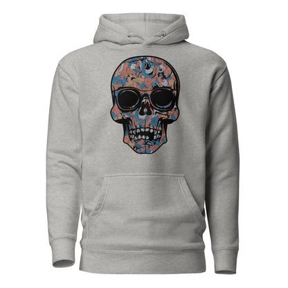 Cool Dead Hippie Skull Women's Hoodie featuring a vintage-inspired skull design with peace symbols and vibrant, bohemian patterns for a rebellious and stylish look.