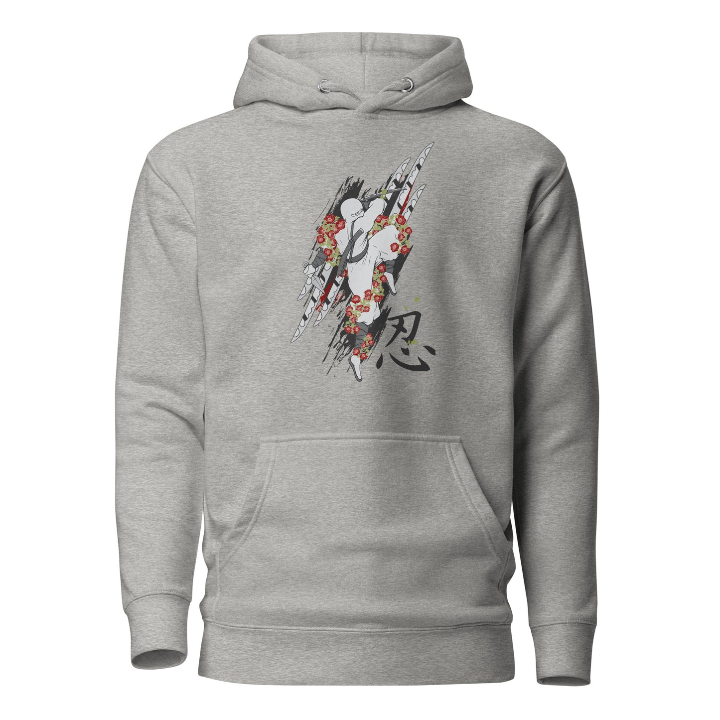 ninja's rose blade unisex hoodie featuring a striking design of a rose intertwined with a razor-sharp blade, blending strength and beauty in a bold, stylish look.