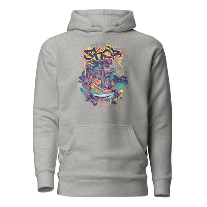 Broken Skateboard Street Art Pullover Hoodie featuring a bold, graffiti-inspired design of a shattered skateboard, blending urban creativity and skate culture with comfort and style.