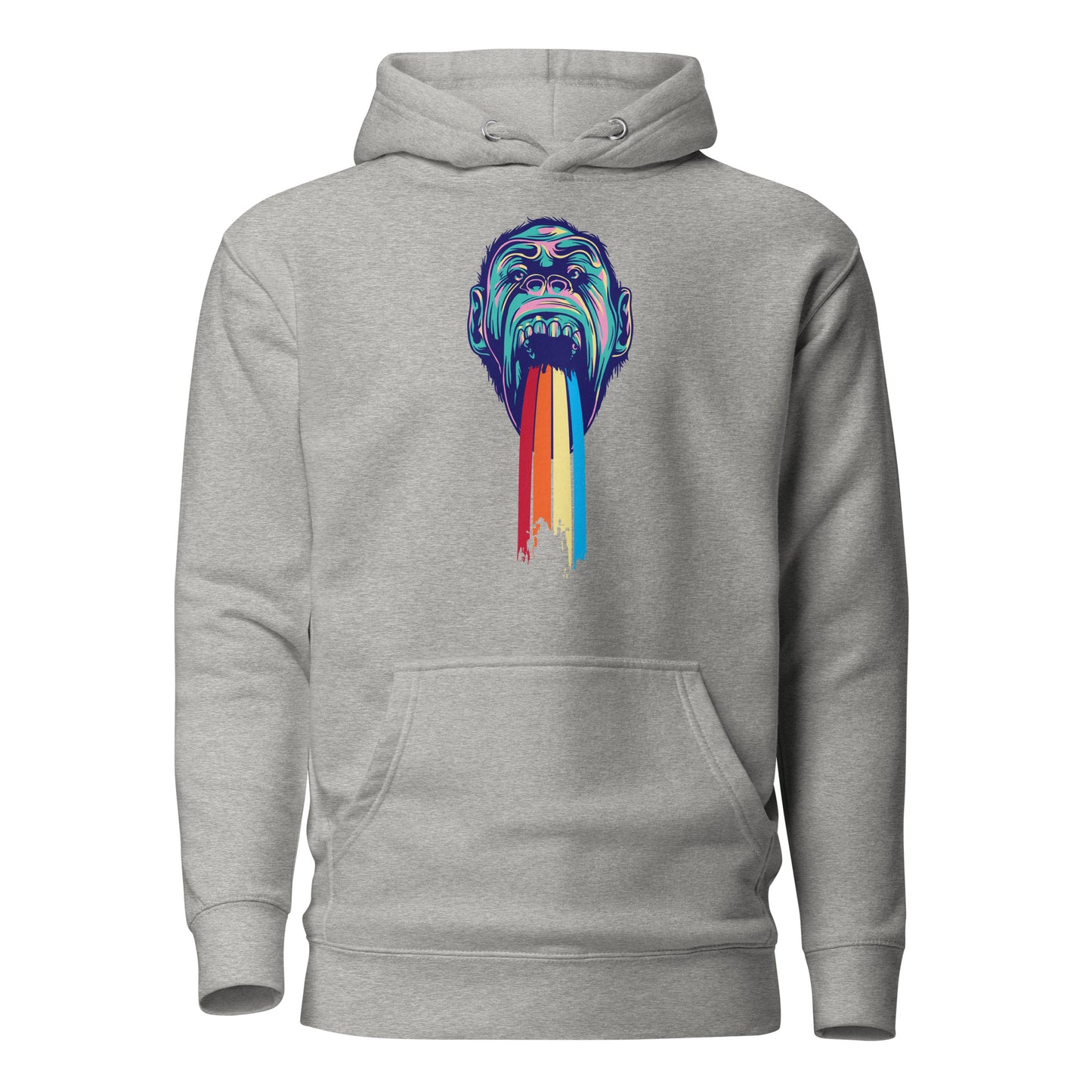 a vibrant rainbow fountain pop art style t-shirt hoodie featuring a bold and dynamic graphic of a rainbow fountain bursting with colors. this lightweight hoodie blends pop art flair with casual comfort, offering a breathable fabric, adjustable hood, and functional front pocket. perfect for making a bold style statement and celebrating creativity.