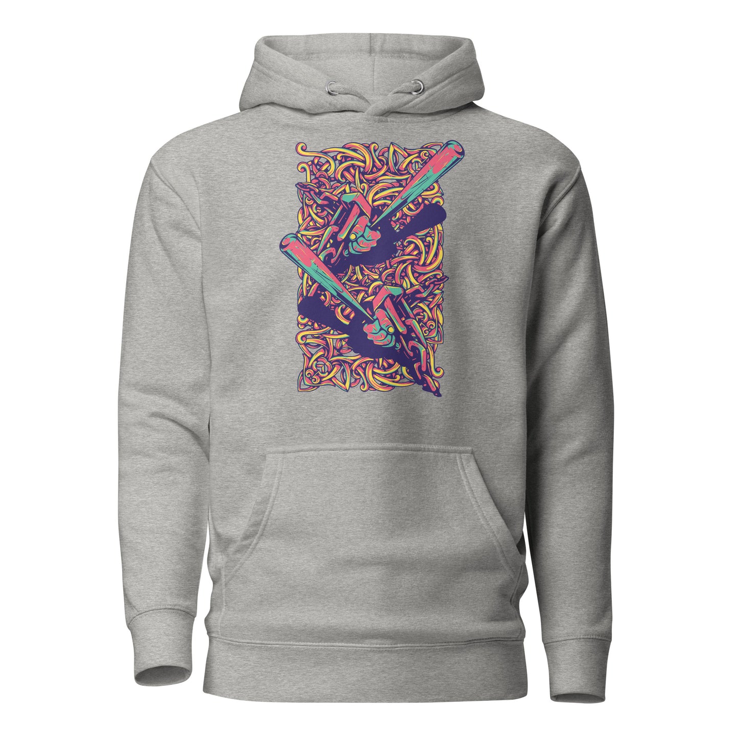 batting bliss unisex hoodie featuring a bold design, spacious kangaroo pocket, and cozy hood, perfect for baseball fans and players, combining comfort and style.