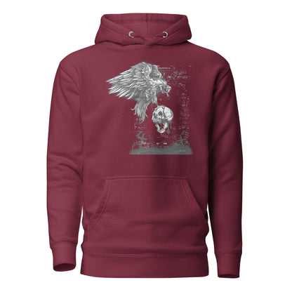 Eagle Skull Death Horror Unisex Hoodie featuring a haunting eagle skull design, intricate artwork, and dark tones, embodying strength, mystique, and individuality with a bold and rebellious style.