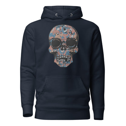 Cool Dead Hippie Skull Women's Hoodie featuring a vintage-inspired skull design with peace symbols and vibrant, bohemian patterns for a rebellious and stylish look.