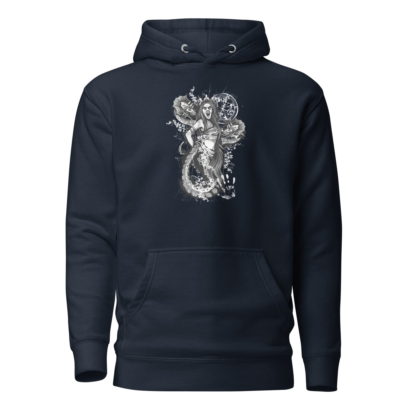 medusa gothic serpentine sovereign hoodie featuring an intricate design of medusa crowned with serpents, blending gothic elegance and mythical power, crafted for comfort and bold style.