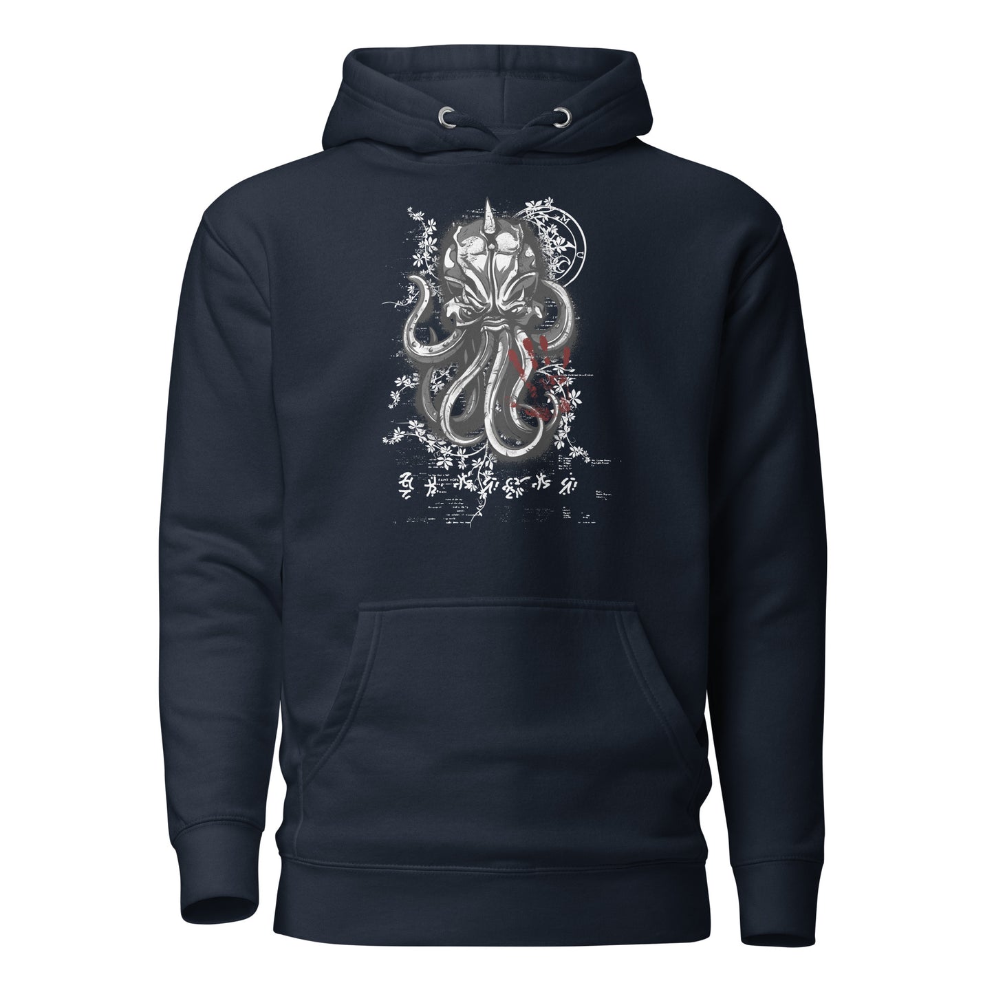 asian ornament octopus hoodie featuring an intricate octopus design intertwined with asian-inspired ornamental patterns, blending oceanic mystery and cultural elegance for a unique and striking look.