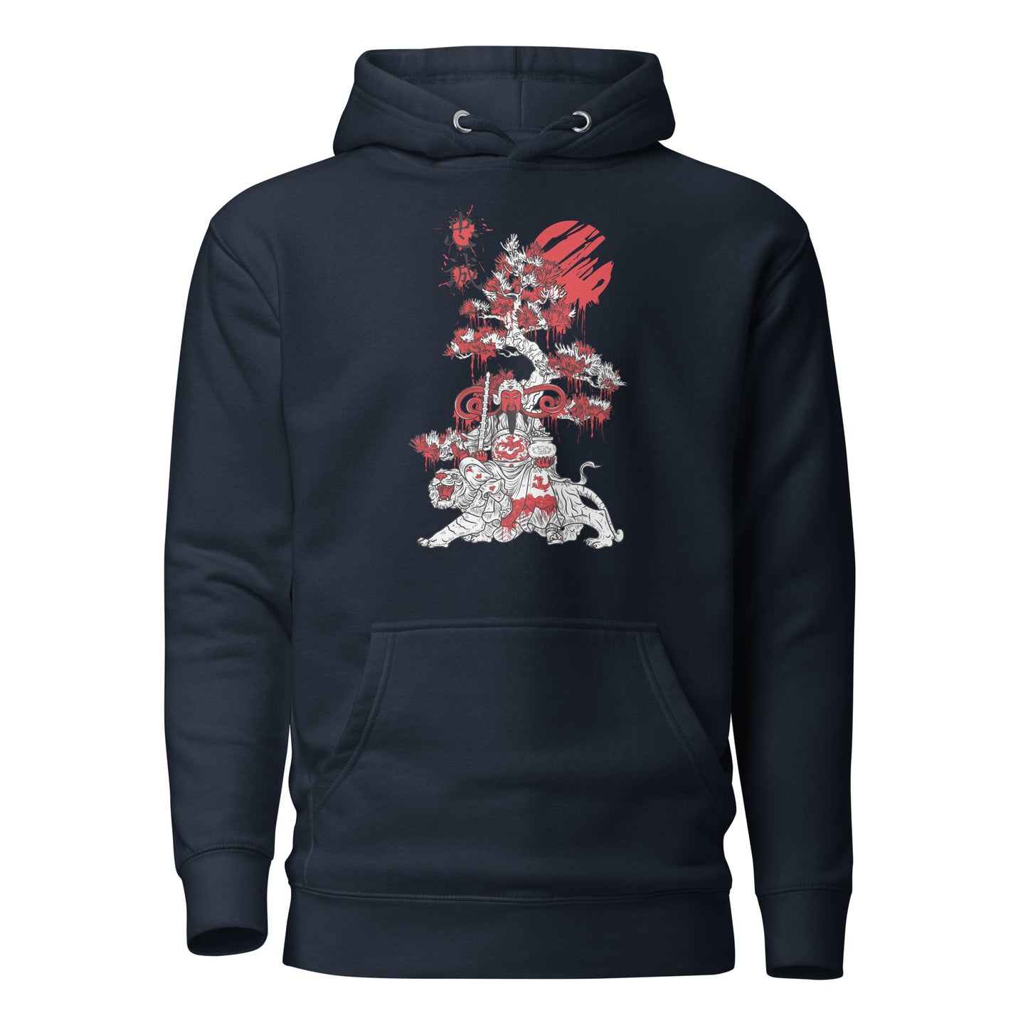 zhao gongming chinese god of wealth pullover hoodie featuring a vibrant design of prosperity symbols, perfect for casual wear and cultural expression.