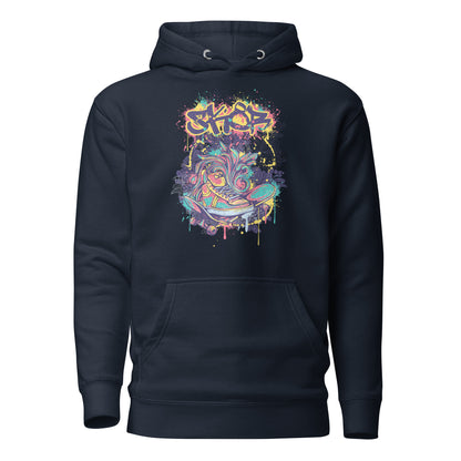 Broken Skateboard Street Art Pullover Hoodie featuring a bold, graffiti-inspired design of a shattered skateboard, blending urban creativity and skate culture with comfort and style.