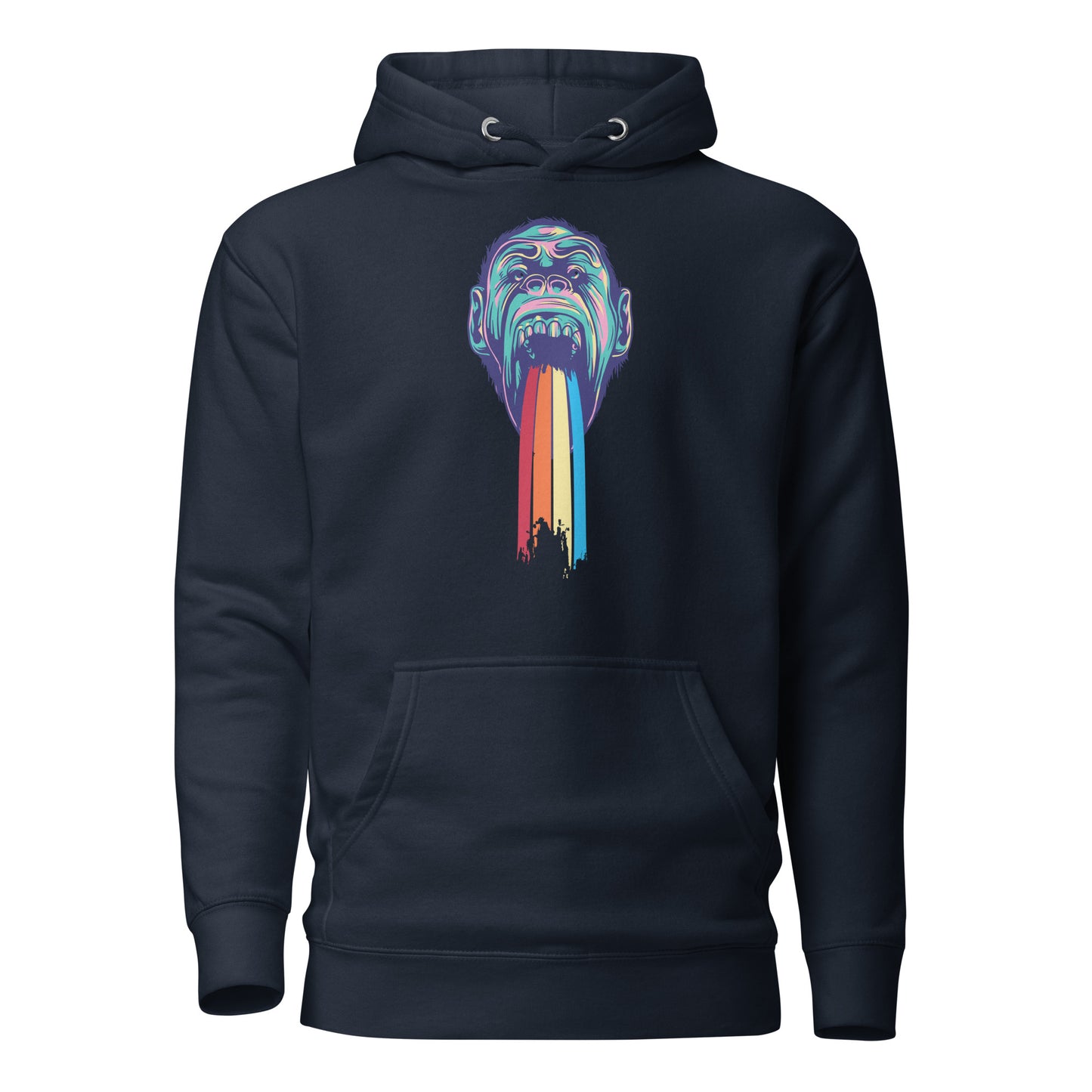 a vibrant rainbow fountain pop art style t-shirt hoodie featuring a bold and dynamic graphic of a rainbow fountain bursting with colors. this lightweight hoodie blends pop art flair with casual comfort, offering a breathable fabric, adjustable hood, and functional front pocket. perfect for making a bold style statement and celebrating creativity.