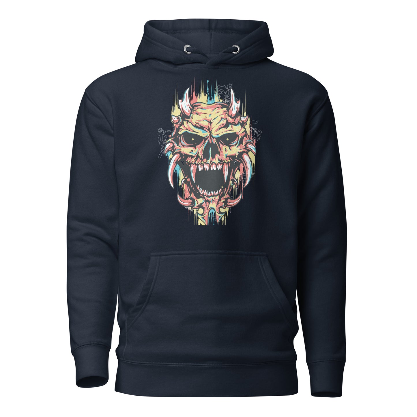 monster skull black hoodie featuring a bold and intricate skull graphic design, perfect for a fearless and edgy style statement.