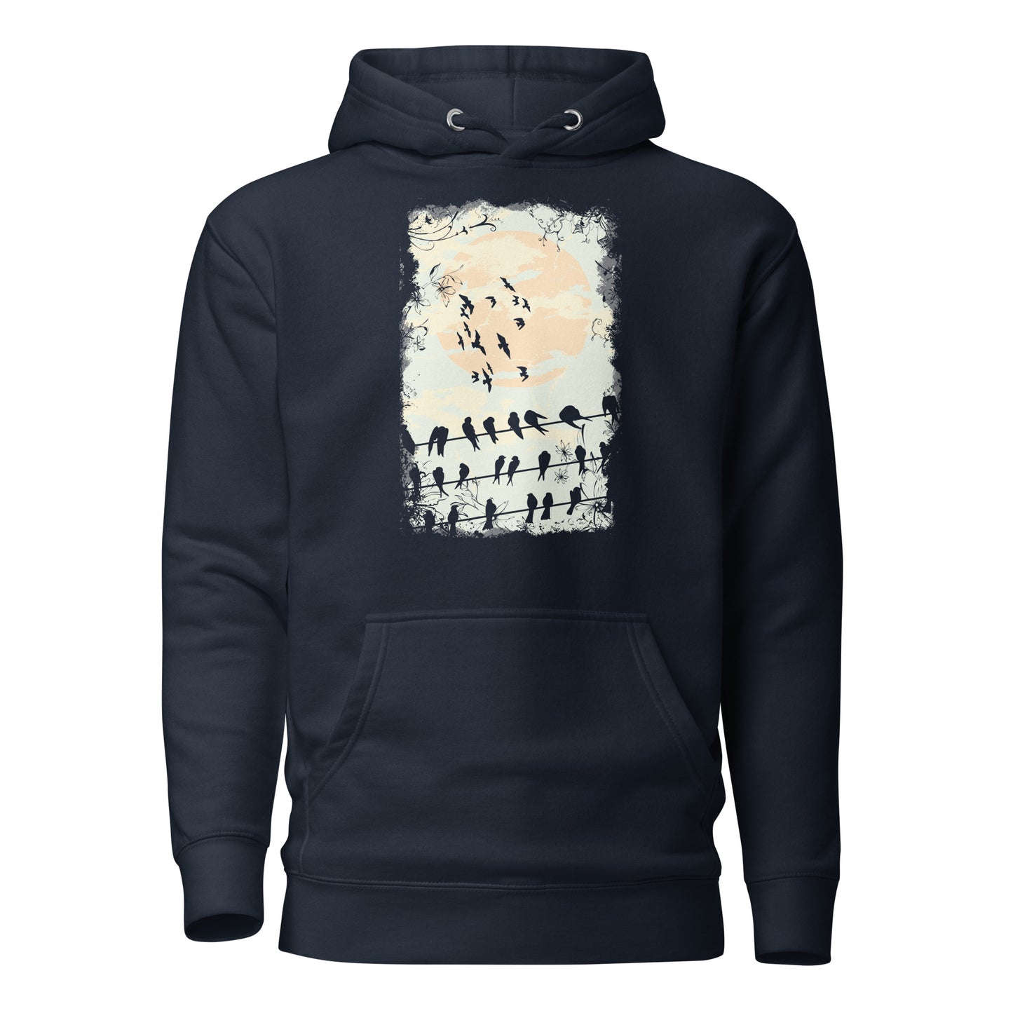 bird crow raven nature men’s hoodie featuring a striking raven in mid-flight surrounded by natural elements, blending artistic detail with bold, nature-inspired design for a timeless look.