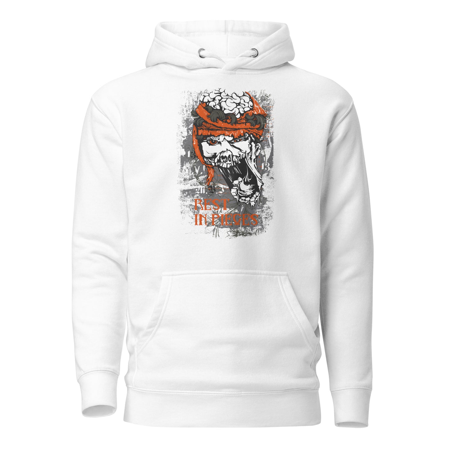 rest in pieces unisex hoodie featuring a bold fractured design, blending mystery and style for a unique and captivating look.