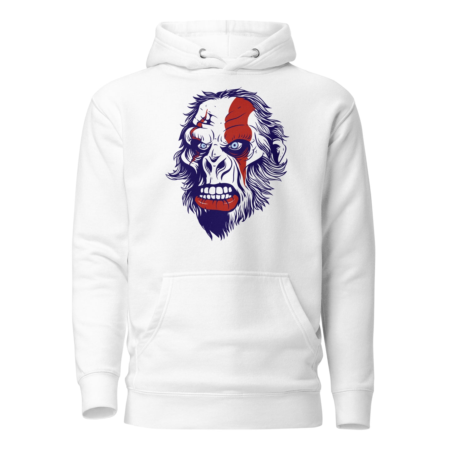 primitive neanderthal head unisex hoodie featuring a bold, detailed graphic of a neanderthal's head, symbolizing strength and resilience, crafted for comfort and style with a cozy fleece lining.