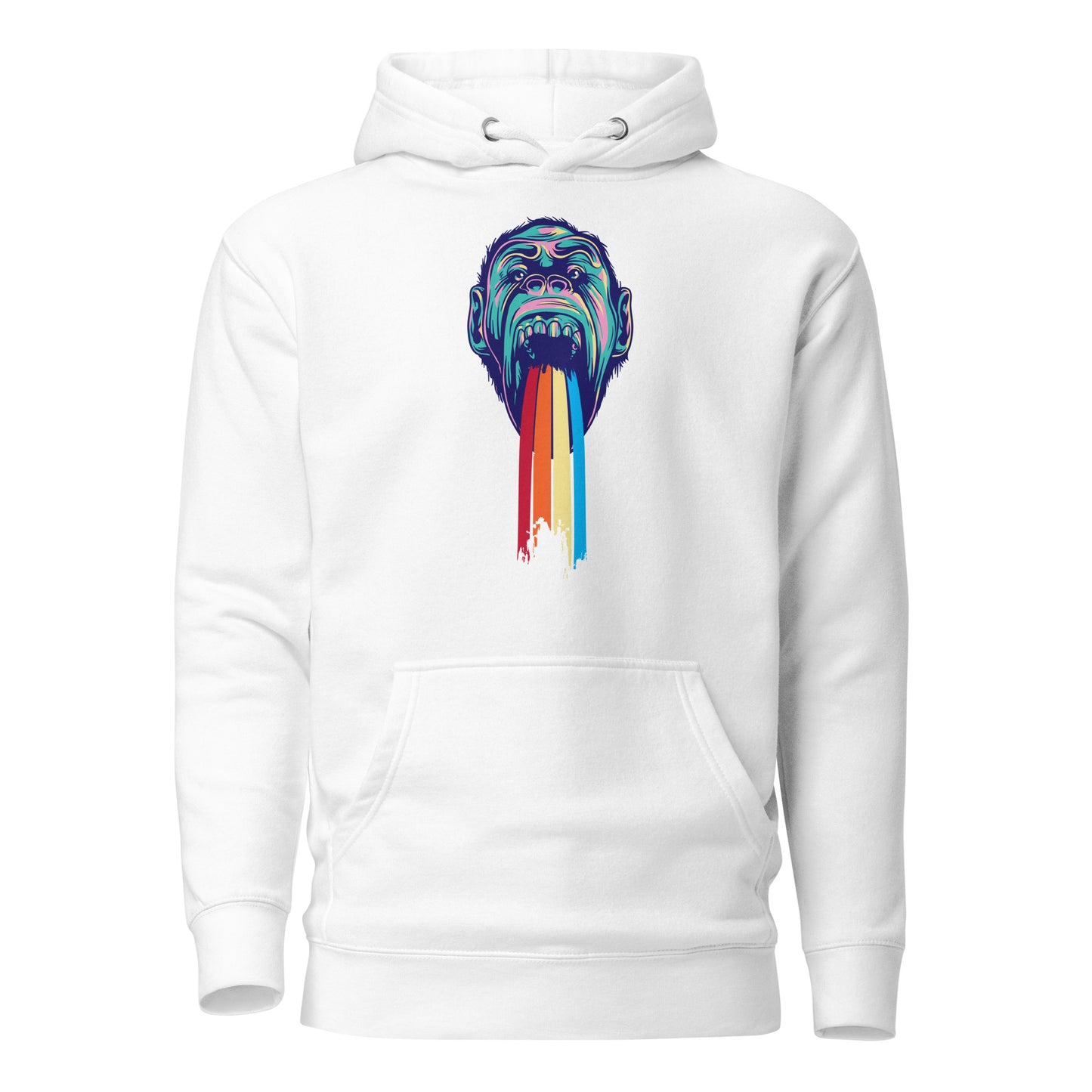 a vibrant rainbow fountain pop art style t-shirt hoodie featuring a bold and dynamic graphic of a rainbow fountain bursting with colors. this lightweight hoodie blends pop art flair with casual comfort, offering a breathable fabric, adjustable hood, and functional front pocket. perfect for making a bold style statement and celebrating creativity.