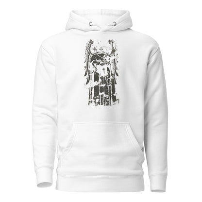 Cross Scary Angel Men's Hoodie with a sacred angel and cross design on the back, featuring bold and intricate details, perfect for streetwear style.