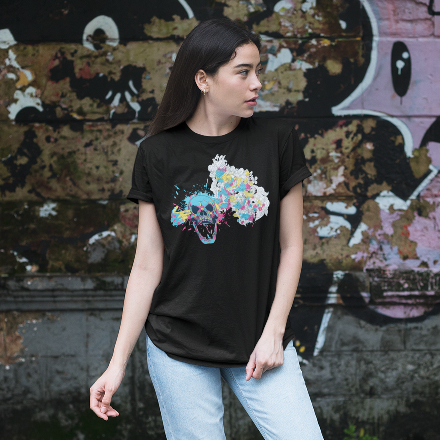 skull and blossoms unisex classic tee